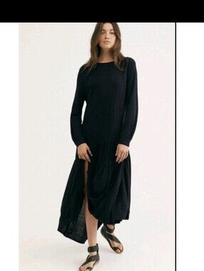 Free People Jilly Midi Dress Black Size L Beach
